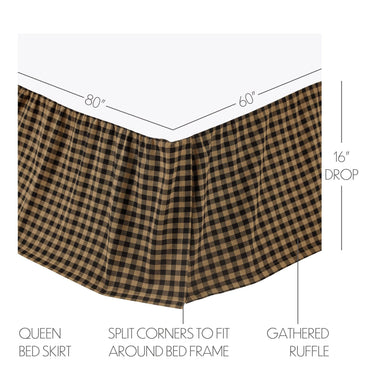 Black Check Queen Bed Skirt 60x80x16 - The Fox Decor